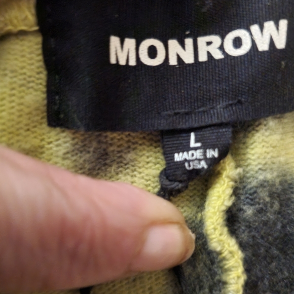 MonrowMonrow Sweat Shorts Green and Black Tie-Dyed Drawstring Elas L NWOT - Picture 4 of 5